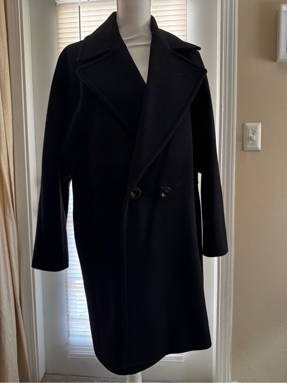 Women’s Black Double-Breasted Wool Coat